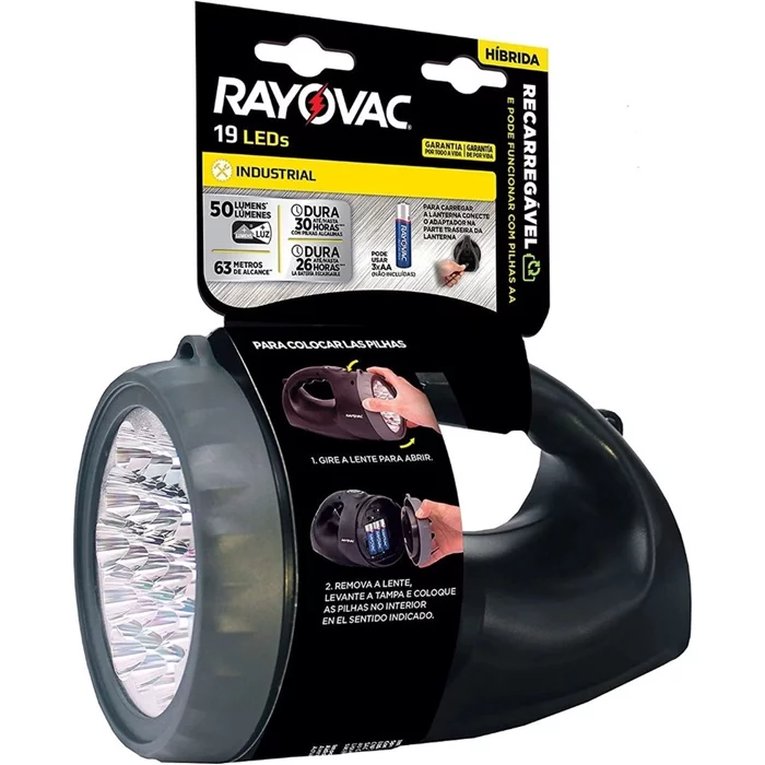 LANTERNA RAY RECAR HIBRIDA BIV 19LED